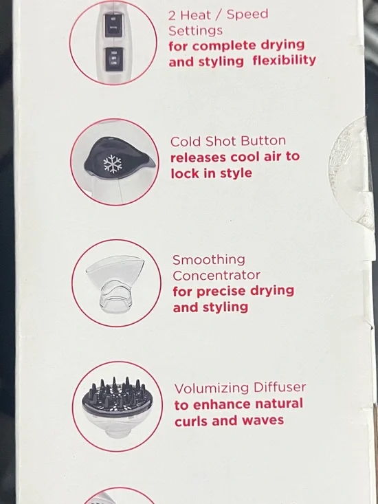 Revlon White and Silver Shine Hair Dryer with Attachments - Picture 4 of 4